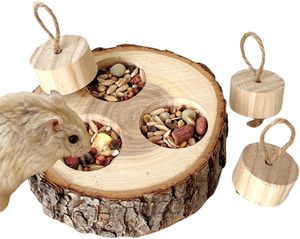 Jouets de recherche de nourriture en bois-Jouets de recherche de nourriture de lapin-Jouets d'enrichissement, Jouets de recherche de nourriture de hamsters, Jouets de lapin de reniflage en bois, Distributeur de friandises pour - Product Image 6