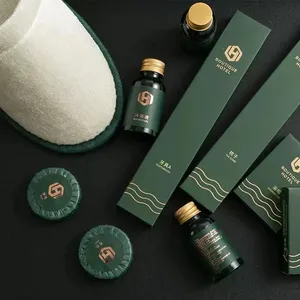 Green eco friendly spa bottle shower shampoo toiletries product mini toiletries for hotel travel toiletries kit set