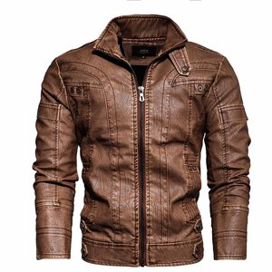 Chaqueta de cuero de piel de oveja real para hombre, abrigo bombardero de motocicleta de diseñador ajustado - Product Image 2