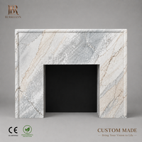 Cheminée en marbre naturel sculptée à la main, décoration de maison de luxe, cheminée en pierre