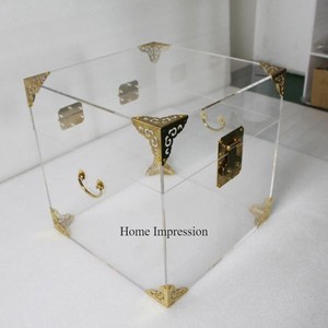 Boîtes d'invitation de mariage uniques en verre acrylique transparent avec logo personnalisé, plaqué or, fabrication directe d'usine - Product Image 5