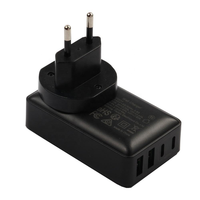 Cargador de Pared Rápido HNT de 40 W y 4 Puertos, Carga Rápida PD3.0, Adaptador de Pared Delgado 2C+2A, Enchufe Desmontable para Reino Unido/UE/Australia, para Samsung Android