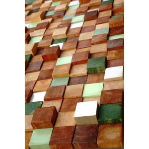 Rustic Modern Wood Mosaic Wall Decor Framed Abstract Pattern Handmade <b>3D</b> <b>Design</b> Customizable Sizes Living Room Christmas Ramadan - Product Image 3