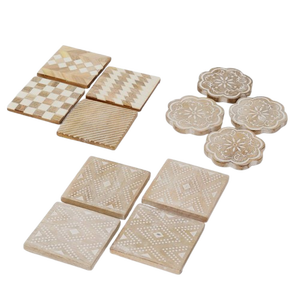 Juego de posavasos con forma de corazón de madera de acacia de 4 con soporte de hierro para decoración de mesa de centro regalo de inauguración de la casa nueva para el hogar Decoración de cocina - Product Image 1