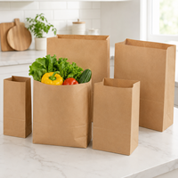 Sac en papier kraft brun écologique et recyclable, imprimé sur mesure, pour l'épicerie, les aliments à emporter, les supermarchés, l'emballage des légumes