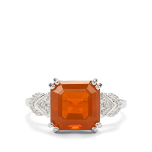 Bague statement en opale éthiopienne taille Asscher avec zircon blanc en argent sterling 4,13 carats - Product Image 2