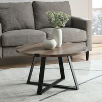 Table basse personnalisée OEM avec plateau en bois de style croissant moderne et base en fer, aspect incroyable pour un usage domestique