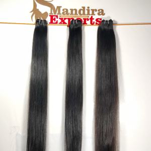 100% naturel pas cher cuticule aligné remy vierge noir couleur droite naturel faisceaux temple indien extensions de cheveux humains - Product Image 2