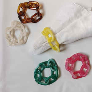 Anneaux de serviette en résine et bois de style moderne carré, de haute qualité, faits à la main, pour la restauration, les mariages et les fêtes - Product Image 3