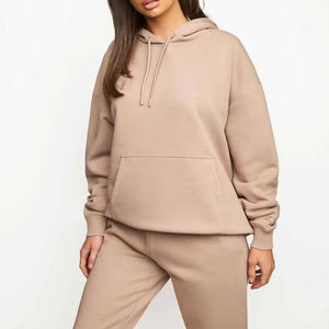 Mujeres de alta calidad de algodón de gran tamaño personalizado Sweatsuit ligero en blanco personalizado pantalones de chándal y Sudadera con capucha conjuntos al por mayor - Product Image 2