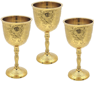 ชุดถ้วยทองเหลืองทำมือระดับพรีเมียม พร้อมลวดลายสลักแบบราชวงศ์ |   ชุดของขวัญเครื่องใช้บนโต๊ะอาหารตกแต่งสไตล์ยุคกลางแบบวินเทจ - Product Image 2