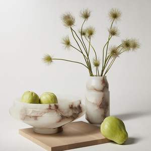 Vase à fleurs en marbre pour la décoration du salon, accessoires de décoration intérieure, améliorant le design intérieur avec une finition en pierre naturelle - Product Image 6