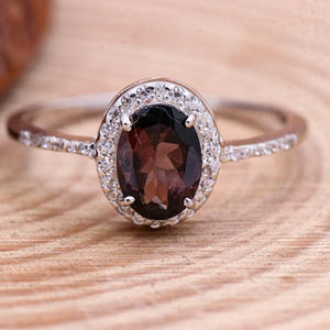 Anillo hecho a mano de Plata de Ley 925 de alta calidad, diseño moderno único, turmalina Real, circonita cúbica, piedra preciosa, boda certificada IGI - Product Image 2