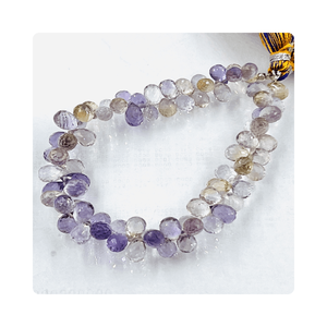 Cuentas de lágrima de cuarzo ametrino Natural de tamaño Briolette de 5-6mm de alta calidad, piedra facetada para fabricación de joyas, precio al por mayor - Product Image 1