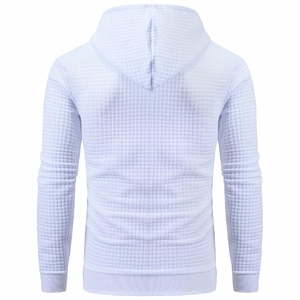 <b>Mens</b> Premium <b>White</b> Waffle Knit Pullover Hoodie Slim Fit Textured <b>Sweatshirt</b> - Product Image 2