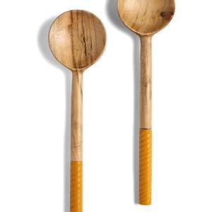 Ensemble de cuillères de service en bois d'acacia et résine, logo personnalisé, antiadhésif, écologique, ustensiles de cuisine, ensemble de cuisine, vente chaude - Product Image 4