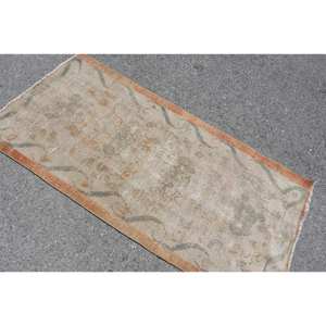 Tapis turc vintage beige et orange 3x5 '-Décoration intérieure unique et confortable - Product Image 4