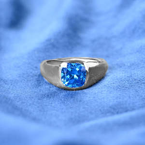 Anillos de Plata de Ley 925 de Primera Calidad para Hombre, Diseño Geométrico con Piedras de Topacio y Circonio, Chapado en Oro y Rodio, Joyería con Incrustaciones - Product Image 3