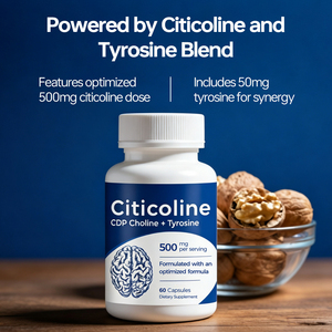 Cápsulas de Citicolina 500mg con <span class=keywords><strong>CDP</strong></span> Colina L-Tirosina para la Salud Cerebral y Apoyo Cognitivo, Fórmula para la Concentración, Marca Privada OEM - Product Image 5