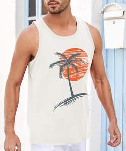 Camisetas sin mangas con gráfico para hombre, camisetas de verano de algodón, palmera patriótica, estilo playero de talla grande disponible - Product Image 4