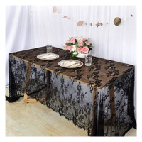Nappe carrée jetable personnalisable en lin noir uni, style chinois, avec dentelle rétro et filet, imperméable, pour banquets, fêtes et pique-niques