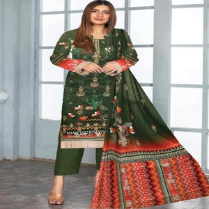 Vestidos de Verano de Moda AF para Mujer, Conjunto de 3 Piezas, Bordado Tradicional Pakistaní, Salwar Kameez, Sin Arrugas, Largo hasta la Rodilla, Rungrez - Product Image 4