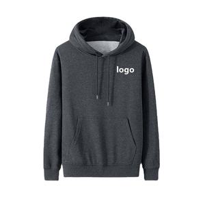 Sweat à capuche décontracté pour homme, hiver, 100% coton, écologique, respirant, coupe-vent, uni, logo personnalisé sur le devant, 300-500 grammes - Product Image 1