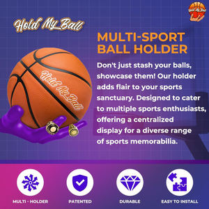 Hold My Ball Universal Purple Large Polypropylene Wall Ball Holder Rack for <b>Football</b> and Volleyball Storage <b>Display</b> - Product Image 5