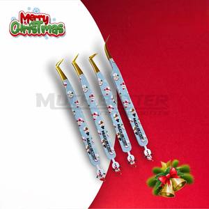 Pinzas de pestañas de acero inoxidable de Navidad de reno, diseño ligero recubierto de papel con extensiones recortadas - Product Image 5