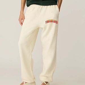 Pantalons de survêtement amples en coton 100% sur mesure pour femmes, respirants, jambes larges et droites, vêtements décontractés pour femmes - Product Image 1