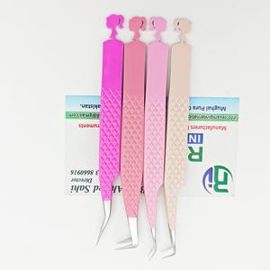 Pince à épiler d'extension de cils de couleur rose avec logo personnalisé pour cils méga volume et isolation en forme de L et pince à épiler à 90/45 degrés - Product Image 5