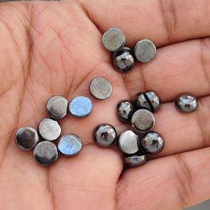 Hematita Natural, Cabujón Redondo de 4x4 mm, Todos los Tamaños Disponibles, Parte Posterior Plana, Piedra para Fabricación de Joyas, Gemas Sueltas - Product Image 4