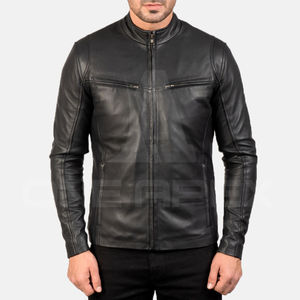 Chaqueta de cuero de piel de vaca para hombre de alta calidad, ropa de calle con cuello levantado, chaqueta de cuero saludable a precio barato para la primavera - Product Image 2