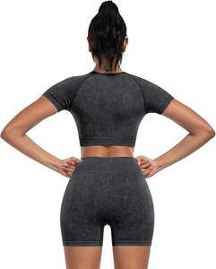 Ensemble de yoga orange pour femmes, soutien-gorge de sport élégant et sans couture avec leggings assortis, vêtements de sport pour le fitness, vêtements d'entraînement - Product Image 2