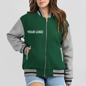 Chaqueta Universitaria Personalizada de Talla Grande, Corte Holgado, Hombros Caídos, Cierre de Cremallera, Logotipo Bordado Personalizado, Chaqueta Universitaria Gruesa - Product Image 1