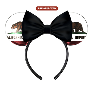 Bandeau personnalisé sur commande – Concept oreilles de souris sur mesure avec design pré-approbatif – Drapeau de l'État de Californie - Product Image 1