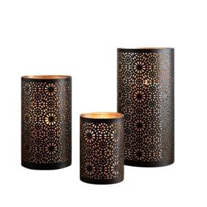 Porte-bougies votives en métal de conception standard, fabrication artisanale, design unique en découpe noire, support pour bougies chauffe-plat, décoration de table pour la maison et les mariages - Product Image 1