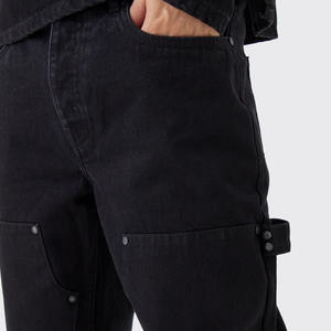 2025 New Fashion High Quality Men's Black Double Knee Work Carpenter Pants Denim Jeans <b>Painter</b> Custom Regular Denim Sweatpants - Product Image 5