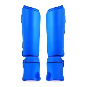 Espinilleras de cuero profesional para MMA Kick Boxing-Correas absorbentes de impacto de apoyo ajustables transpirables ligeras - Product Image 4