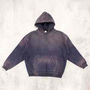 Fabricante High Street Custom Logo Retro Washed Oversized 80% Cotton Pullover Hoodie para hombres - Product Image 1