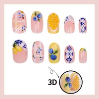 HYC-DJ-1719 Faux Ongles à Presser Motif Fruits d'Été 24 Pièces Design Gel 3D Style Doux Réutilisables Vente en Gros