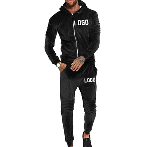 Conjunto de Sudadera y Pantalones Deportivos de Invierno para Hombre, Diseño Moderno, Personalizado, al por Mayor, Resistente al Viento, de Terciopelo Liso - Product Image 3