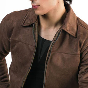 Fall Winter Cow Skin <b>Suede</b> Leather <b>Jacket</b> for Men-Best Quality Breathable Front Logo Casual Design - Product Image 6