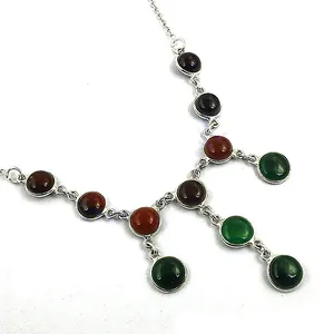 Collier en argent sterling 925 avec perles fines et pierres précieuses, cadeau pour femme, bijoux, nouveautés - Product Image 2