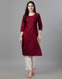 Kurti mágico de algodón informal completamente cosido con trabajo de bordado intrincado para la moda india y pakistaní hecha de rayón - Product Image 1