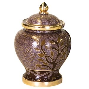 Urnas de recuerdo de cremación de latón de alta calidad con diseño de árbol Urnas funerarias de metal con acabado dorado y marrón para cenizas humanas - Product Image 1