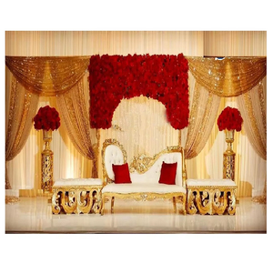 Juego de Sofás para Escenario de Boda Musulmana con Tema Dorado, Sofás Reales para Recepción, Muebles para Escenario de Eventos de Boda Grandes - Product Image 1