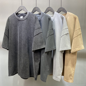 Camiseta de lavado ácido de alta calidad OEM 2025, ropa de calle lisa, camisetas Vintage de secado rápido, venta al por mayor, camiseta negra de lavado ácido transpirable - Product Image 4