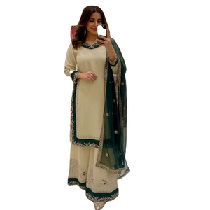 2026 SIE / Oferta de Nuevo Diseño, Traje Salwar Kameez de Tres Piezas en Tela Georgette Sintética Ultraligera para Novias o Mujeres - Product Image 1
