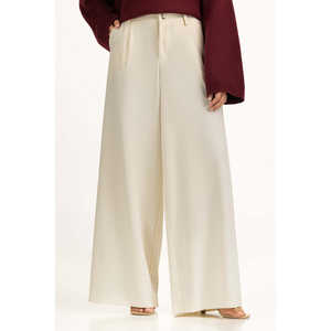 Pantalon décontracté large pour femme WM-TRC-WS25-025 en crêpe respirant avec taille élastique et technique froissée - Product Image 1